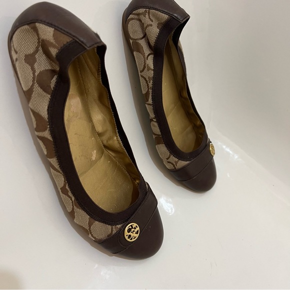 COACH CHELSEY BALLET FLATS SIZE 9 BROWN AND TAN - Picture 4 of 10